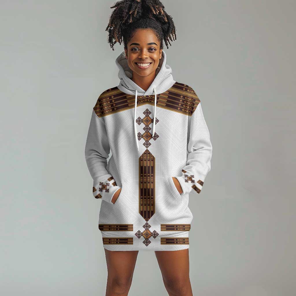Eritrea Hoodie Dress Tilet Habesha Style - White LT7