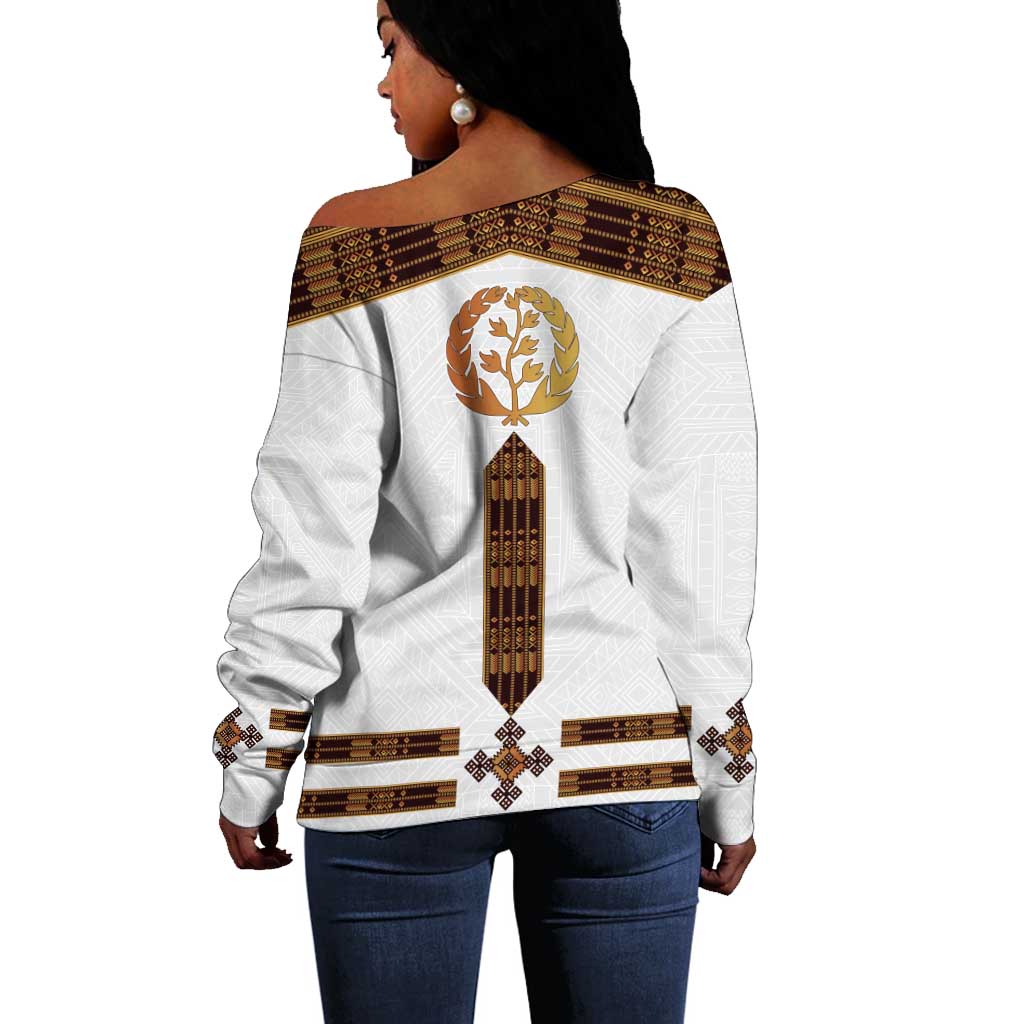 Eritrea Off Shoulder Sweater Tilet Habesha Style - White LT7