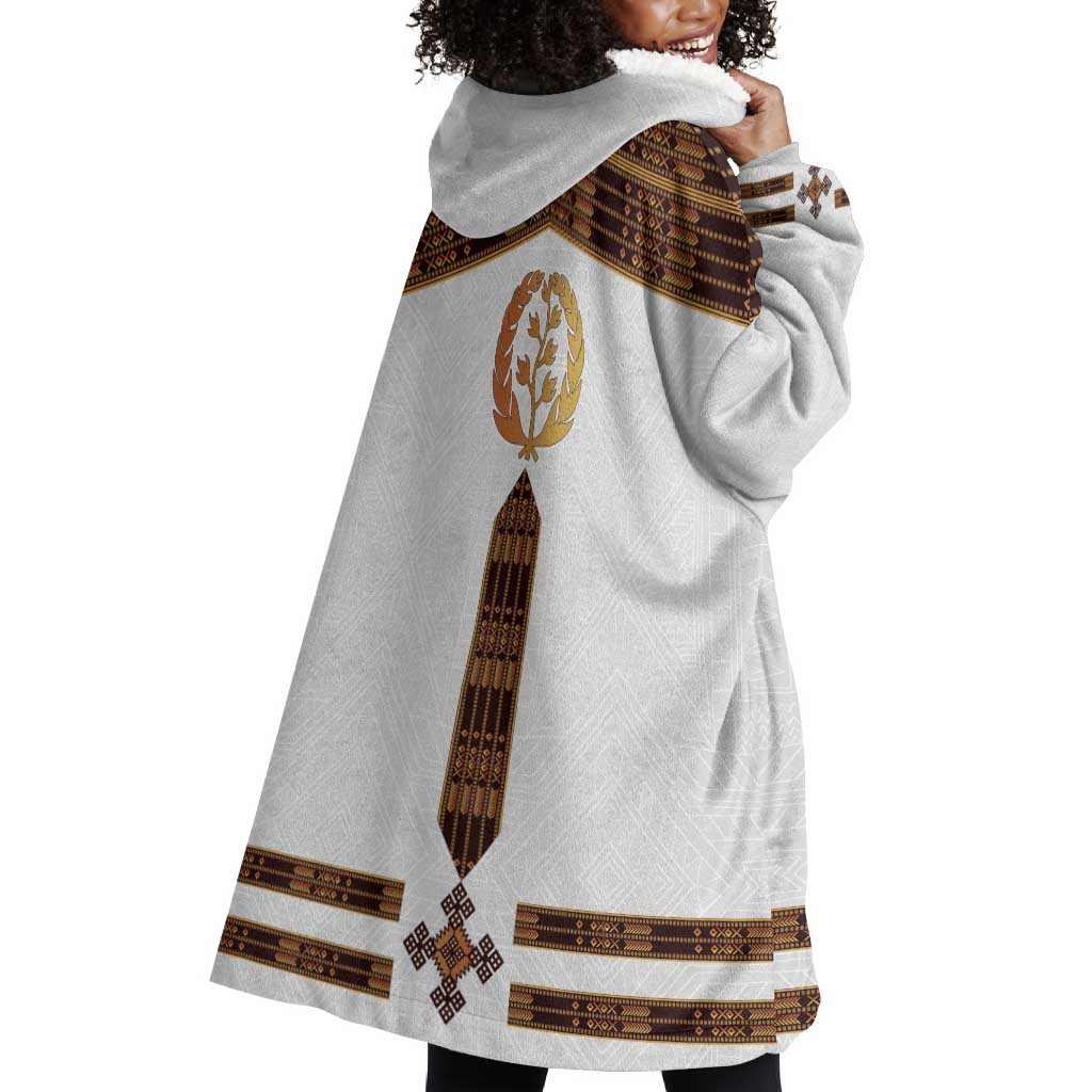 Eritrea Wearable Blanket Hoodie Tilet Habesha Style - White LT7