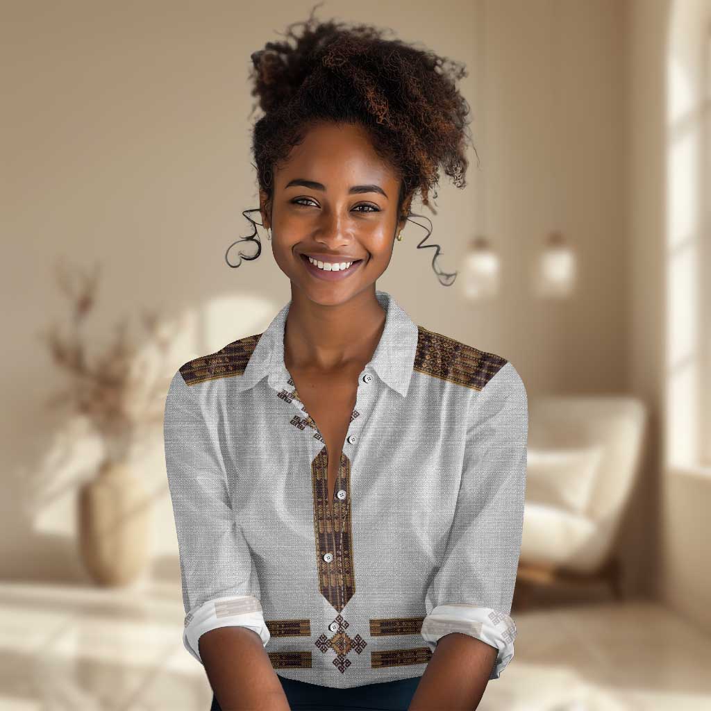 Eritrea Women Casual Shirt Tilet Habesha Style - White LT7