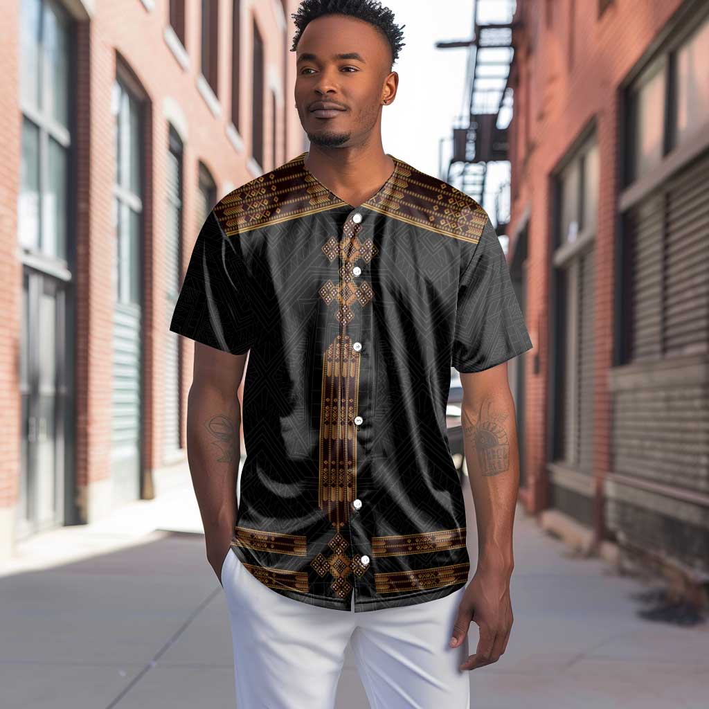 Eritrea Baseball Jersey Tilet Habesha Style - Black LT7