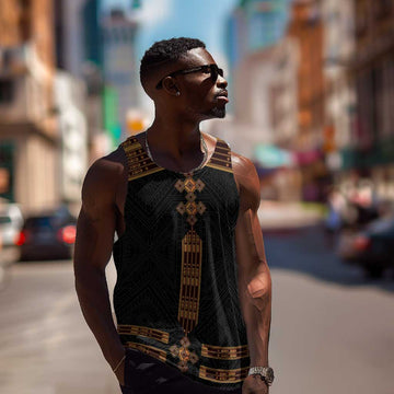 Eritrea Men Tank Top Tilet Habesha Style - Black LT7