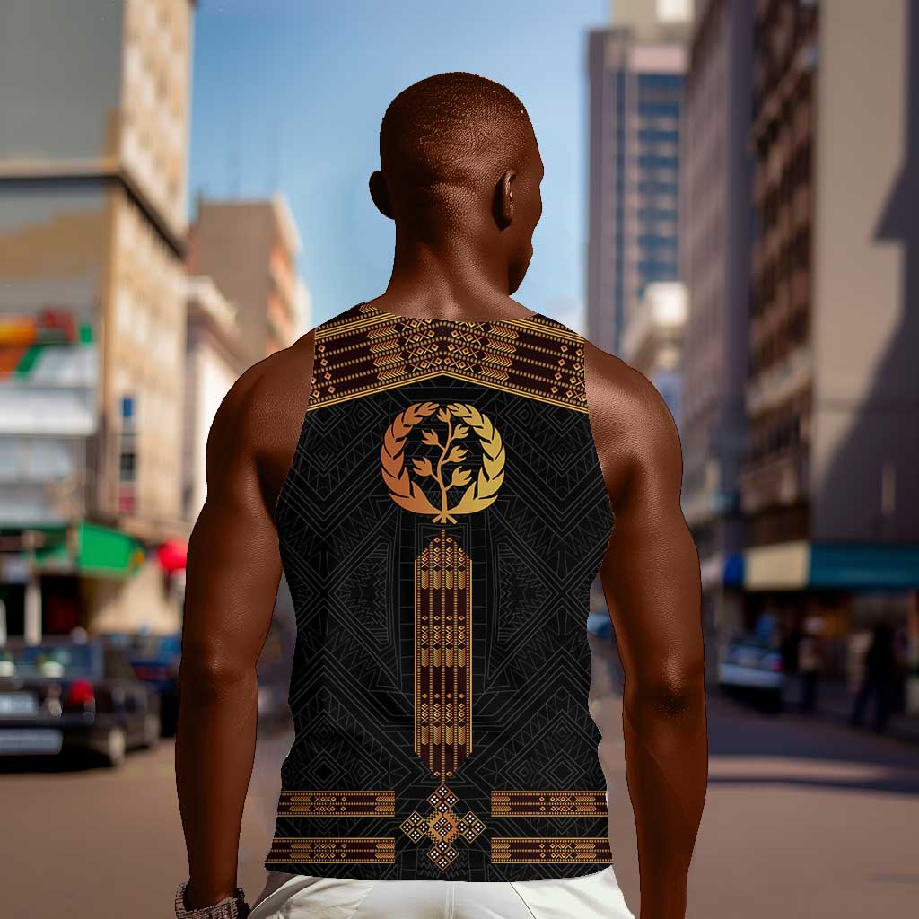 Eritrea Men Tank Top Tilet Habesha Style - Black LT7