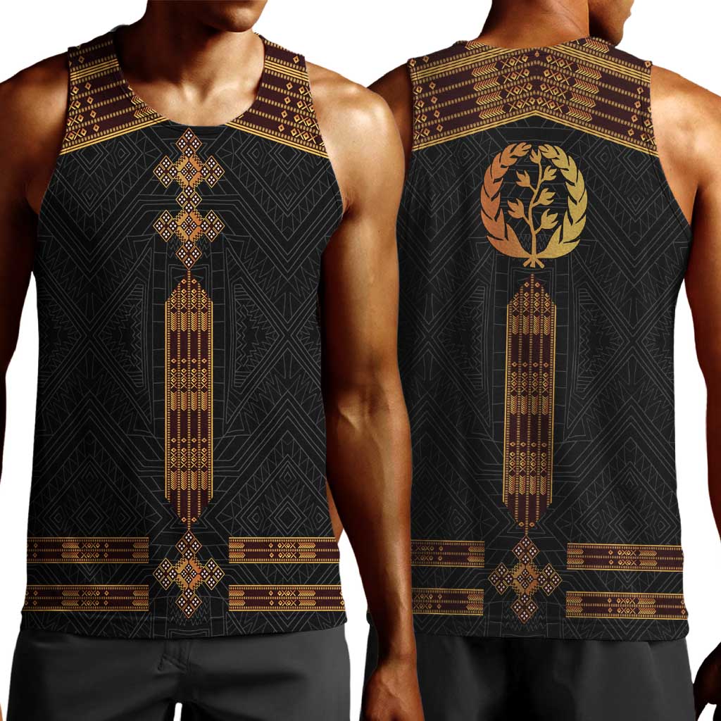 Eritrea Men Tank Top Tilet Habesha Style - Black LT7
