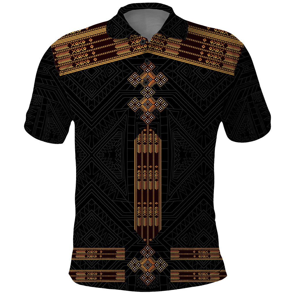 Eritrea Polo Shirt Tilet Habesha Style Black LT7