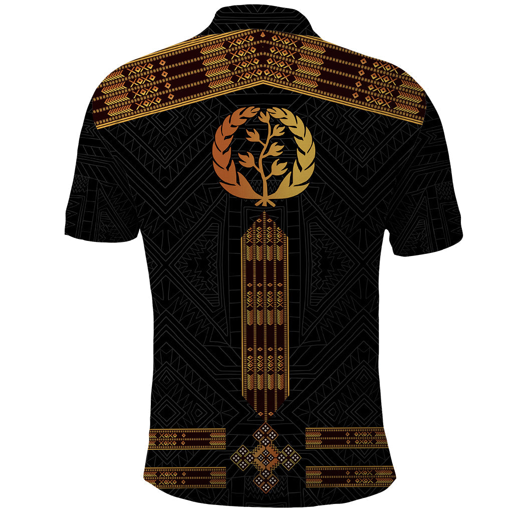 Eritrea Polo Shirt Tilet Habesha Style Black LT7