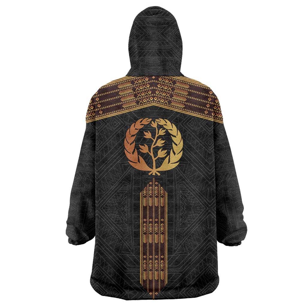 Eritrea Wearable Blanket Hoodie Tilet Habesha Style - Black LT7