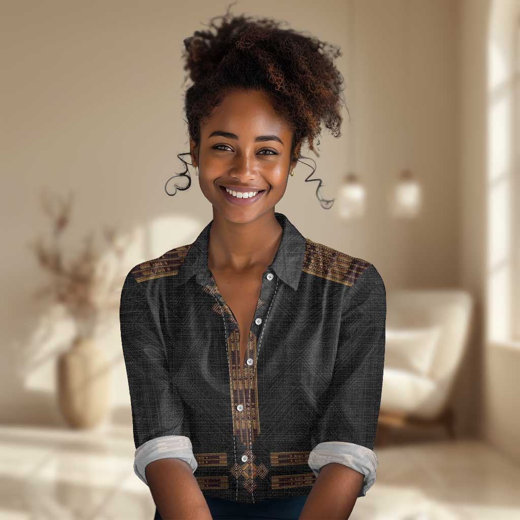 Eritrea Women Casual Shirt Tilet Habesha Style - Black LT7