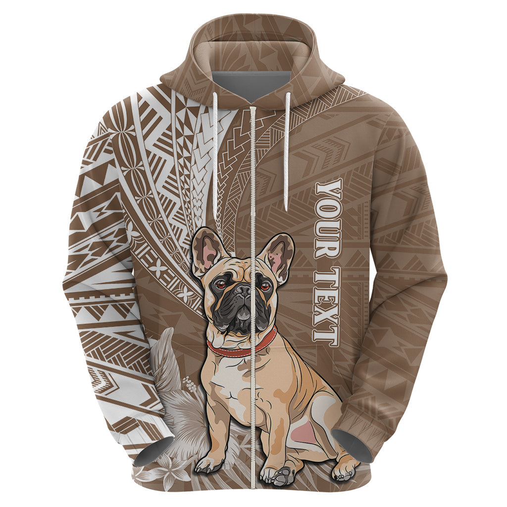Personalised Polynesian Pacific Bulldog Hoodie With Brown Hawaii Tribal Tattoo Patterns LT7