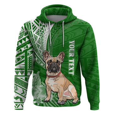 Personalised Polynesian Pacific Bulldog Hoodie With Emerald Hawaii Tribal Tattoo Patterns LT7