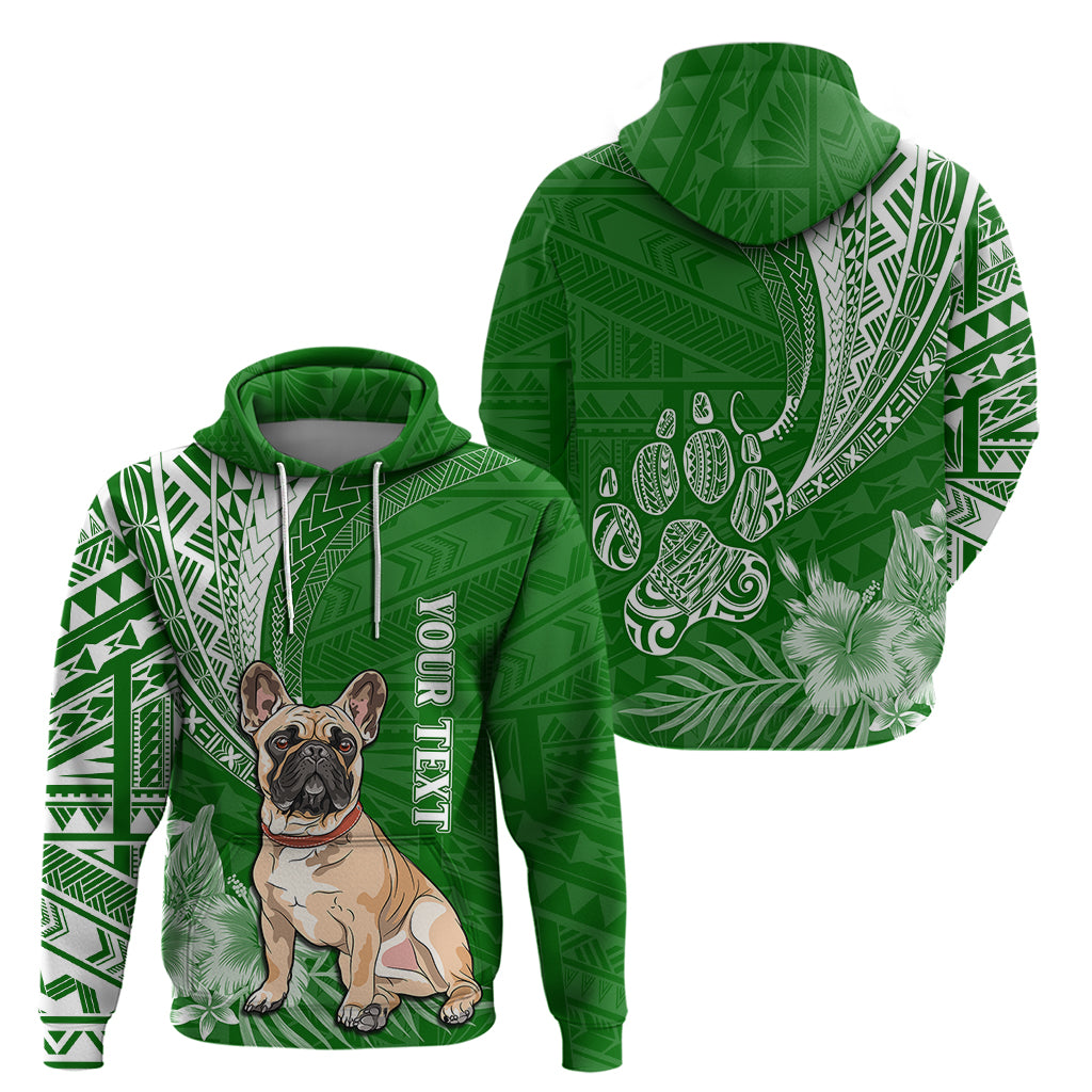 Personalised Polynesian Pacific Bulldog Hoodie With Emerald Hawaii Tribal Tattoo Patterns LT7