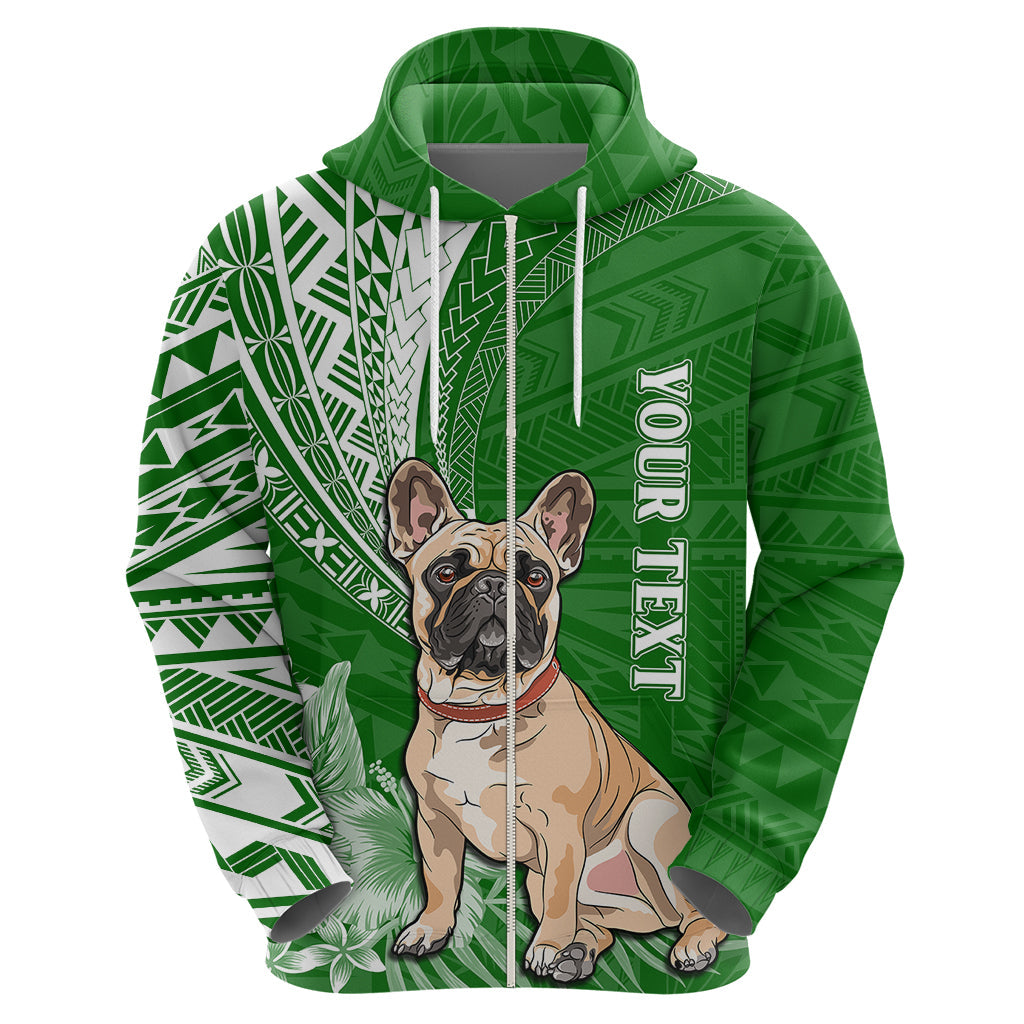 Personalised Polynesian Pacific Bulldog Hoodie With Emerald Hawaii Tribal Tattoo Patterns LT7