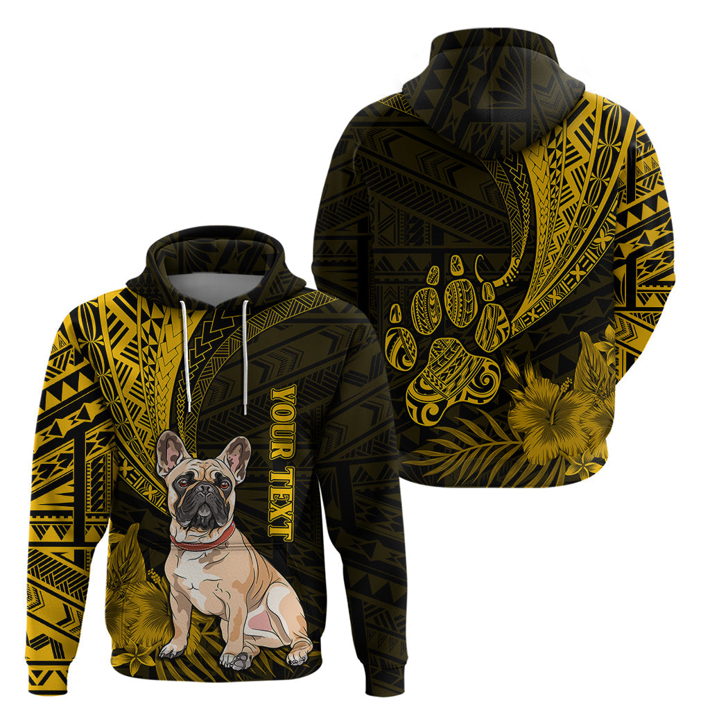 Personalised Polynesian Pacific Bulldog Hoodie With Gold Hawaii Tribal Tattoo Patterns LT7