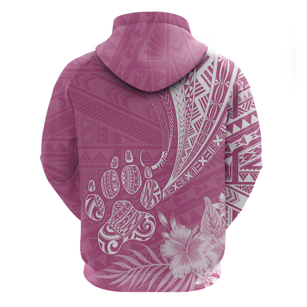 Personalised Polynesian Pacific Bulldog Hoodie With Pink Hawaii Tribal Tattoo Patterns LT7