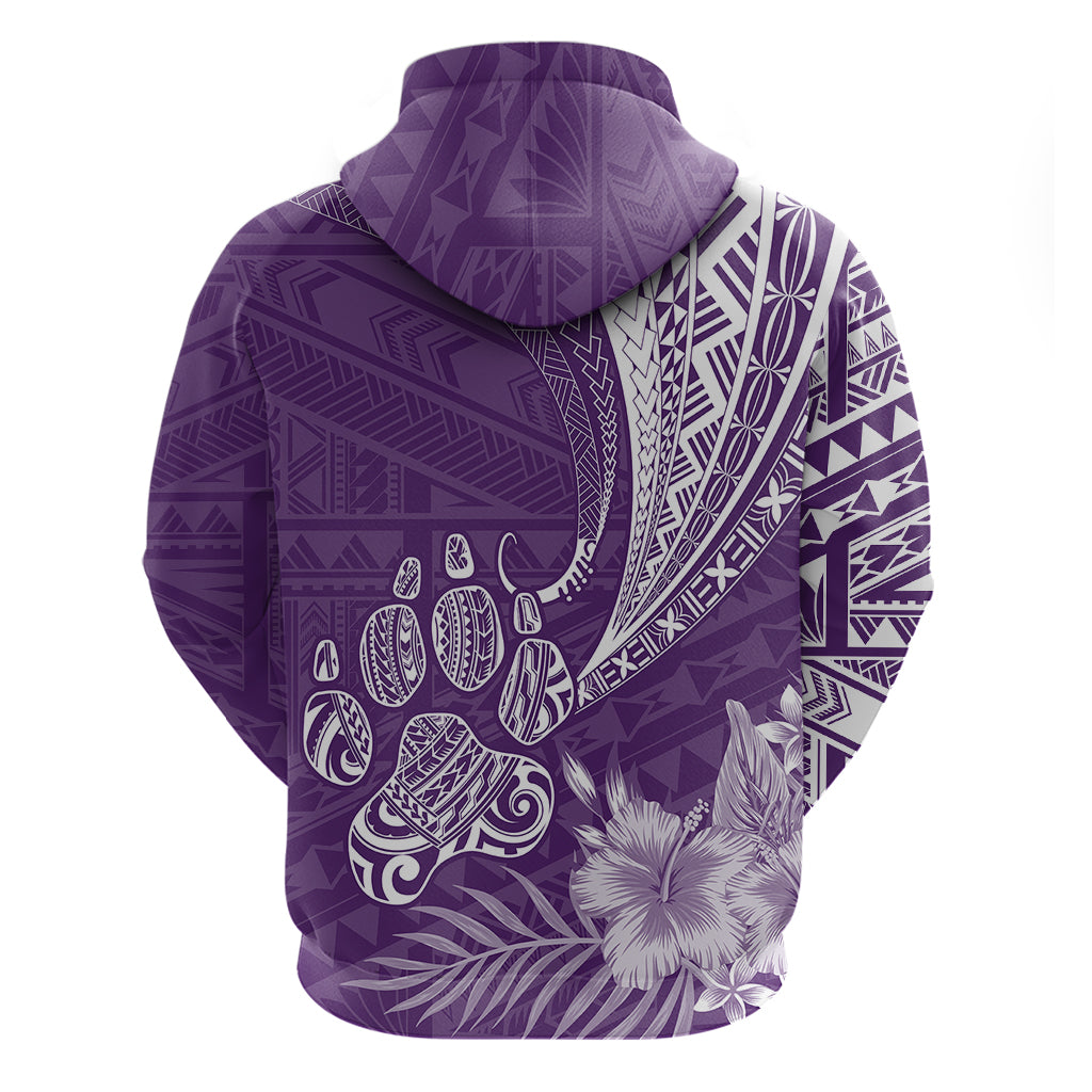 Personalised Polynesian Pacific Bulldog Hoodie With Violet Hawaii Tribal Tattoo Patterns LT7