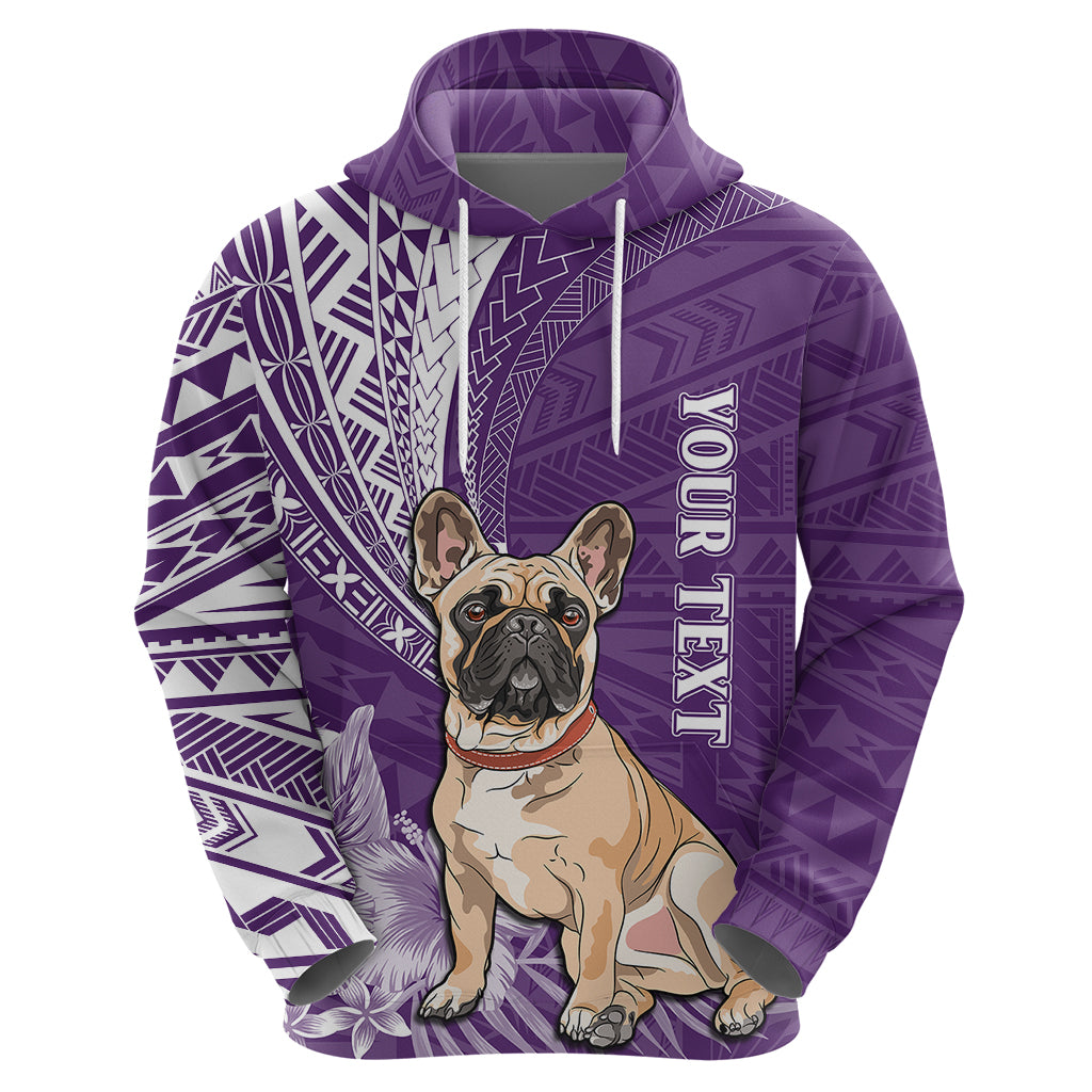 Personalised Polynesian Pacific Bulldog Hoodie With Violet Hawaii Tribal Tattoo Patterns LT7
