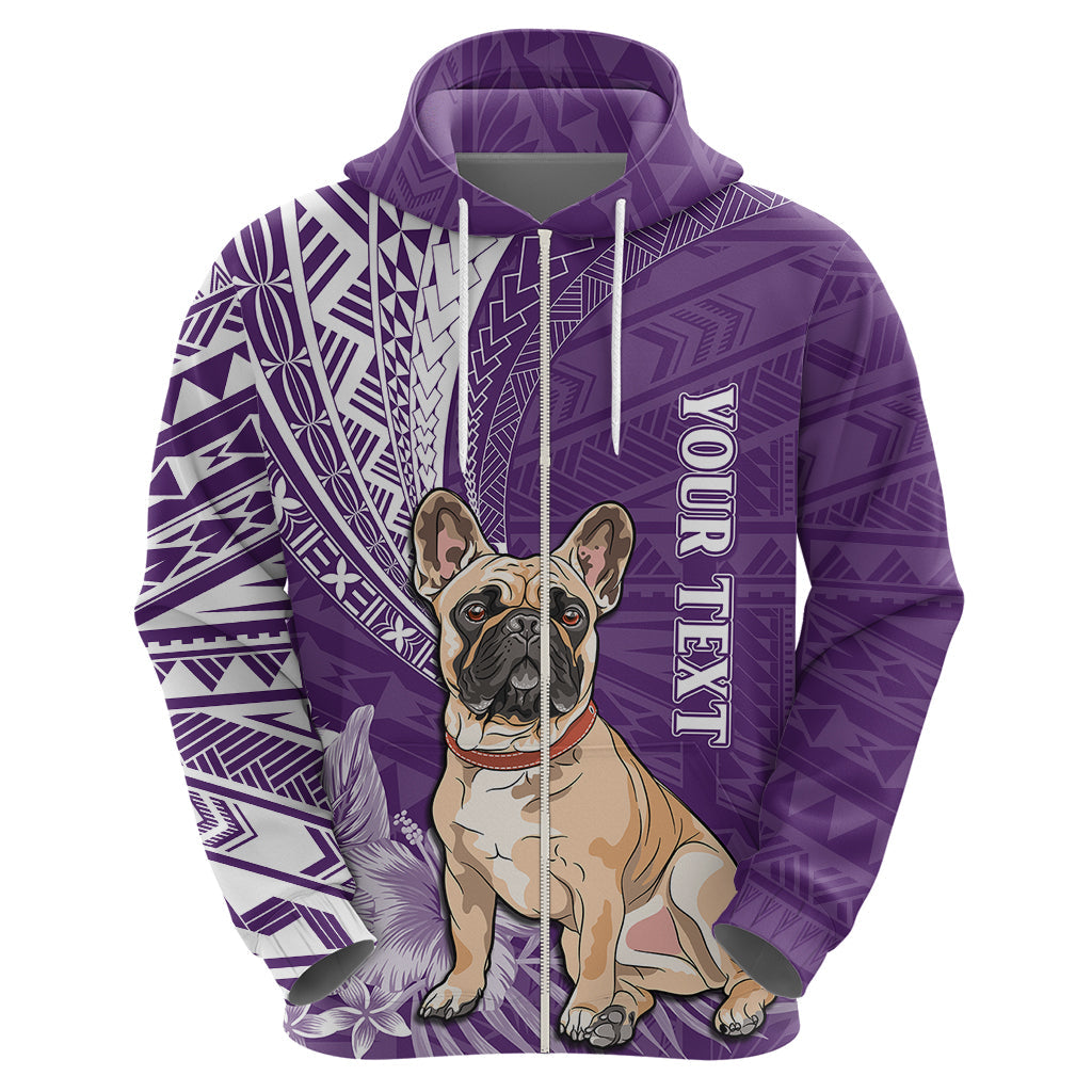 Personalised Polynesian Pacific Bulldog Hoodie With Violet Hawaii Tribal Tattoo Patterns LT7