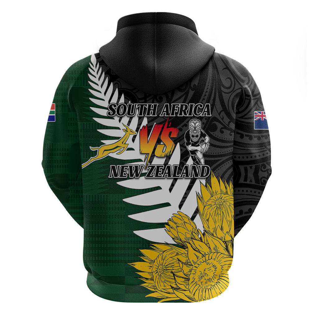 Personalised New Zealand Vs South Africa Rugby Hoodie Rivals - Tribal Style LT7