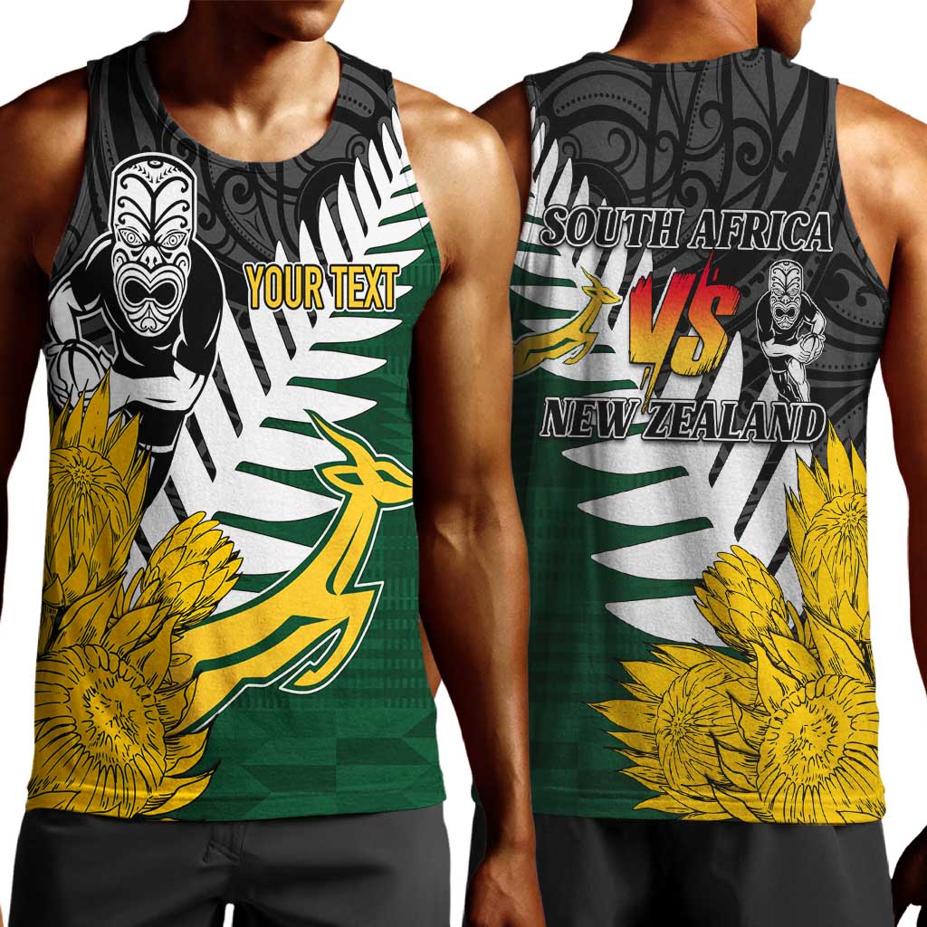 Personalised New Zealand Vs South Africa Rugby Men Tank Top Rivals - Tribal Style LT7