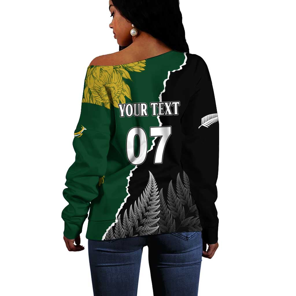 Personalised New Zealand Vs South Africa Rugby Off Shoulder Sweater Rivals Dynamics LT7