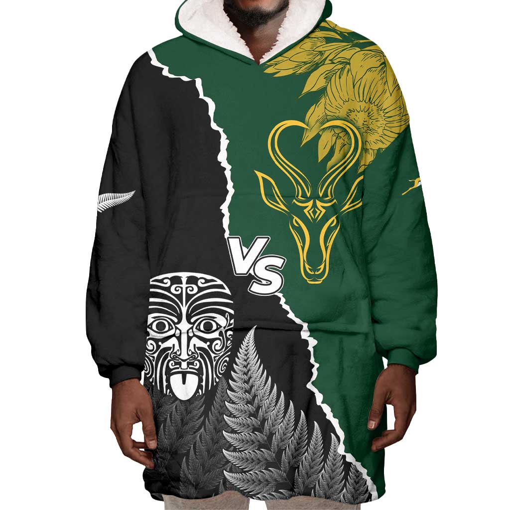Personalised New Zealand Vs South Africa Rugby Wearable Blanket Hoodie Rivals Dynamics LT7