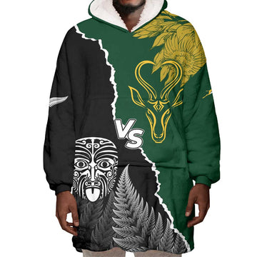 Personalised New Zealand Vs South Africa Rugby Wearable Blanket Hoodie Rivals Dynamics LT7