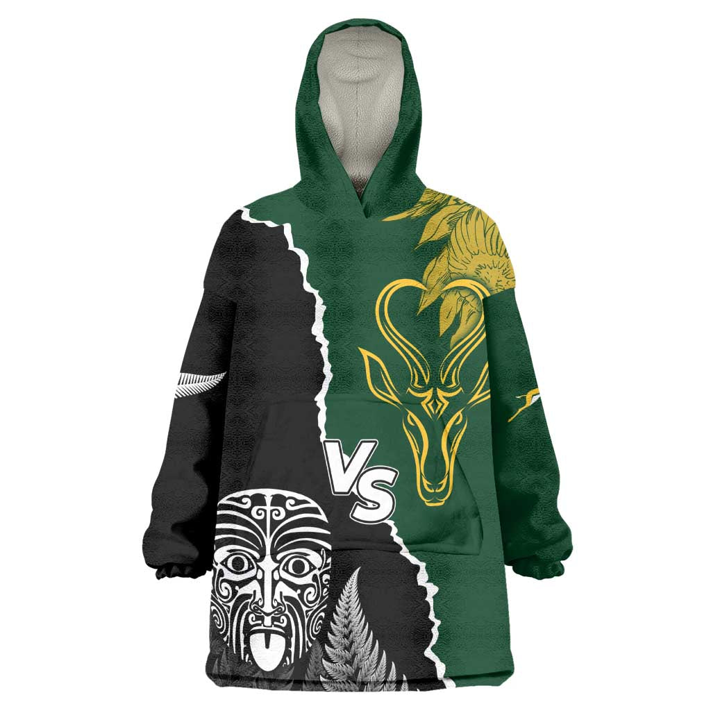 Personalised New Zealand Vs South Africa Rugby Wearable Blanket Hoodie Rivals Dynamics LT7