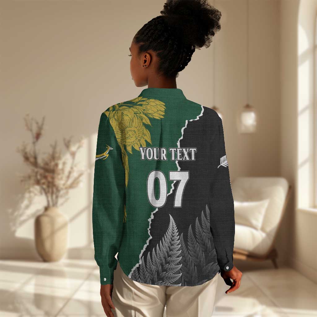 Personalised New Zealand Vs South Africa Rugby Women Casual Shirt Rivals Dynamics LT7