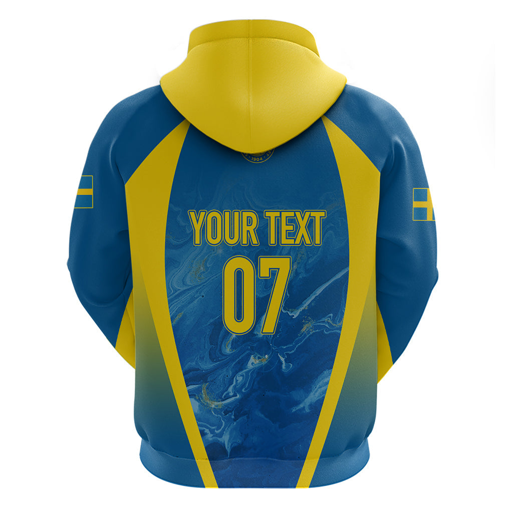 Personalised Sweden Football Hoodie Women World Cup 2023 Blagult Glacial Inspired LT7