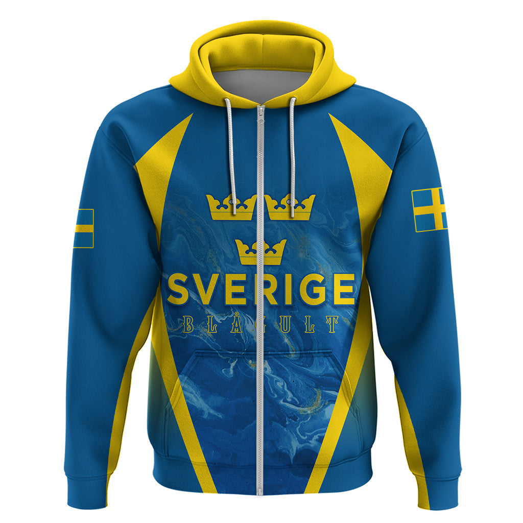 Personalised Sweden Football Hoodie Women World Cup 2023 Blagult Glacial Inspired LT7