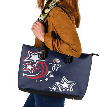 USA Rugby 2024 Custom Leather Tote Bag GO Eagles Assemble - Blue Version LT7