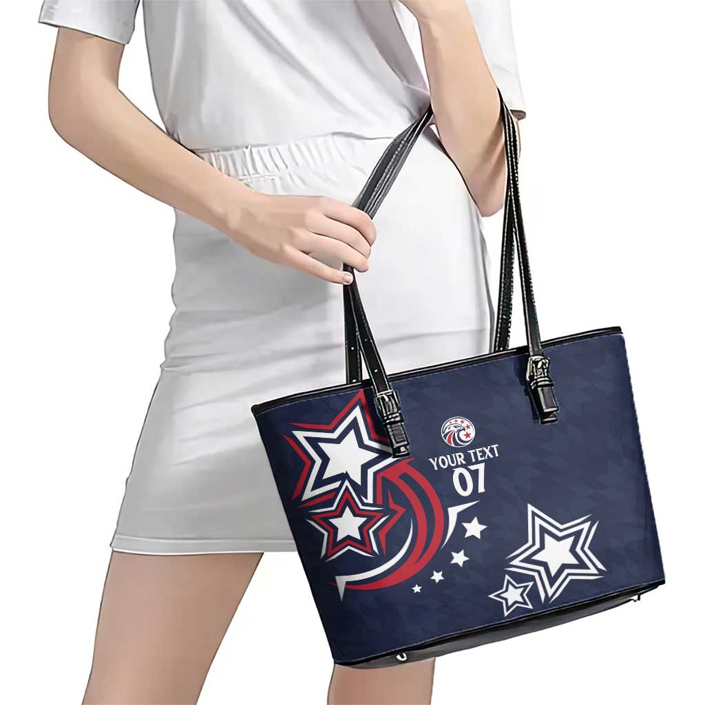 USA Rugby 2024 Custom Leather Tote Bag GO Eagles Assemble - Blue Version LT7
