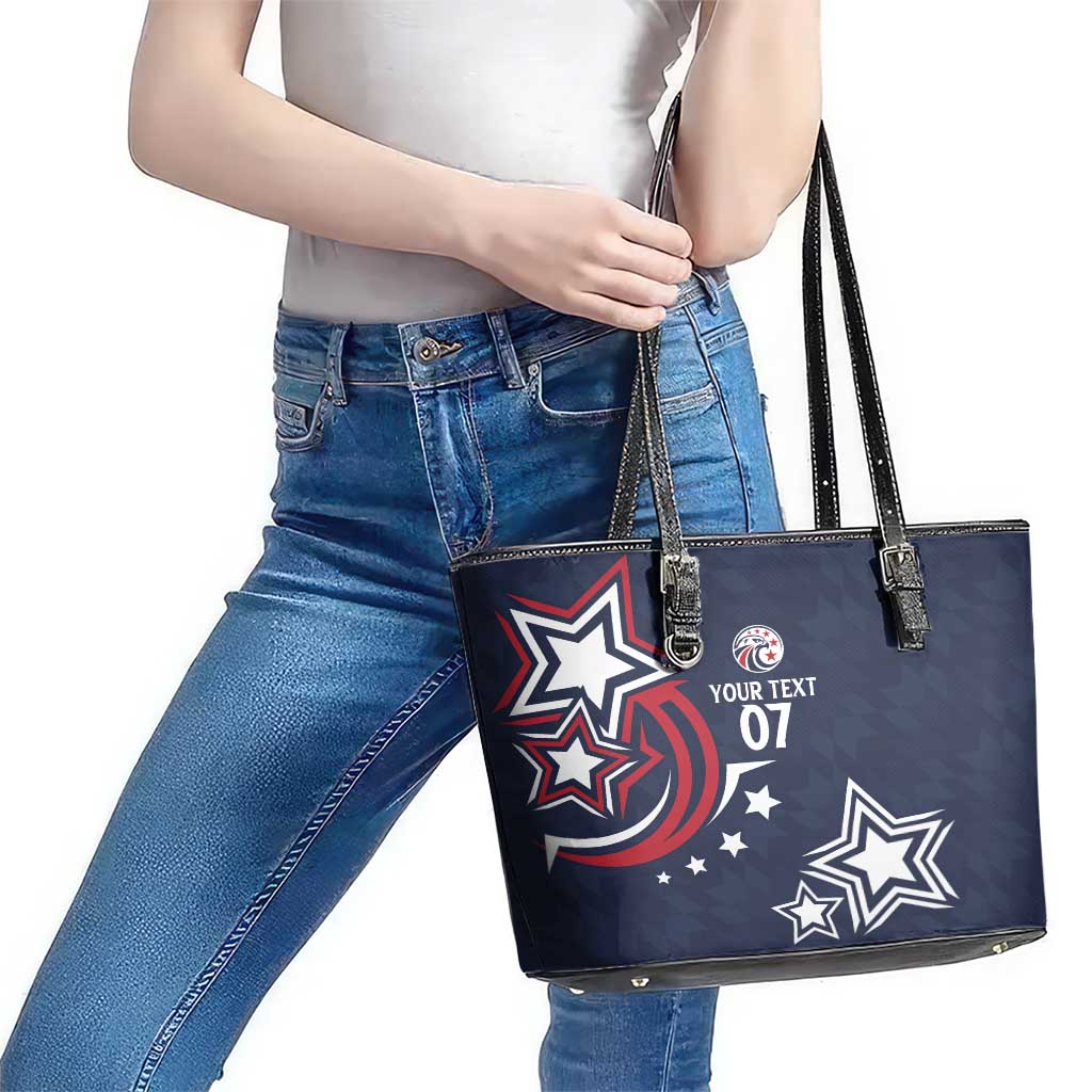 USA Rugby 2024 Custom Leather Tote Bag GO Eagles Assemble - Blue Version LT7