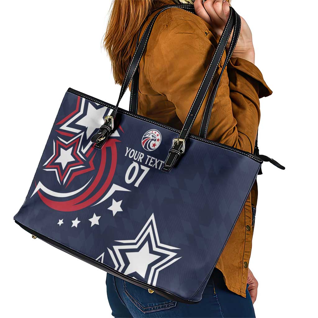 USA Rugby 2024 Custom Leather Tote Bag GO Eagles Assemble - Blue Version LT7