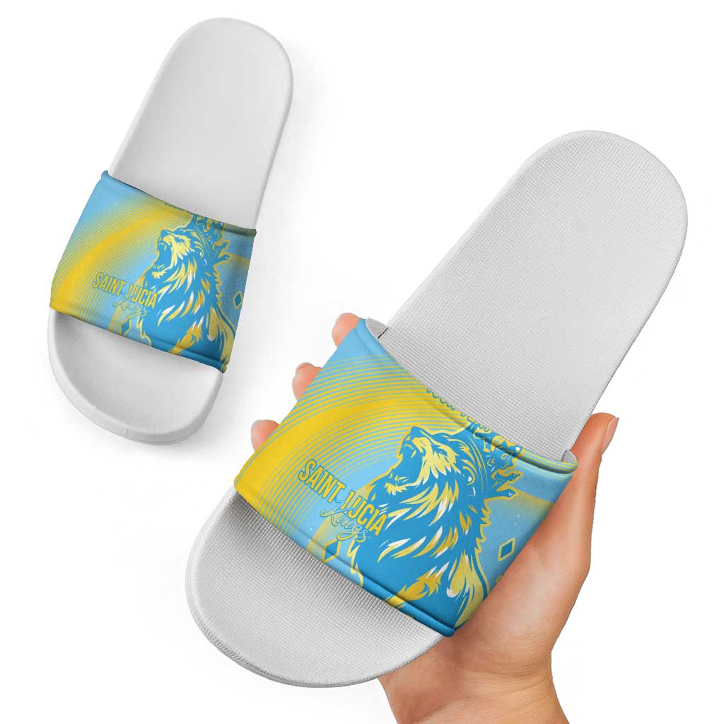 Saint Lucia Cricket Personalized Slide Sandals The Roaring King LT7