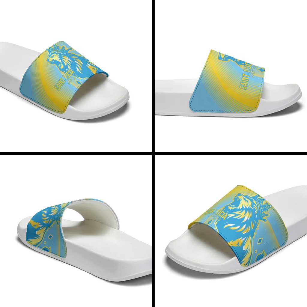 Saint Lucia Cricket Personalized Slide Sandals The Roaring King LT7