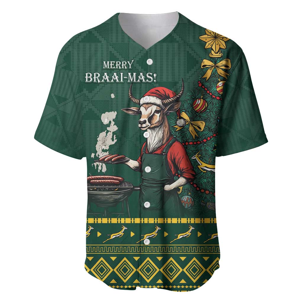 Personalised South Africa Baseball Jersey Springbok Christmas Braai LT7