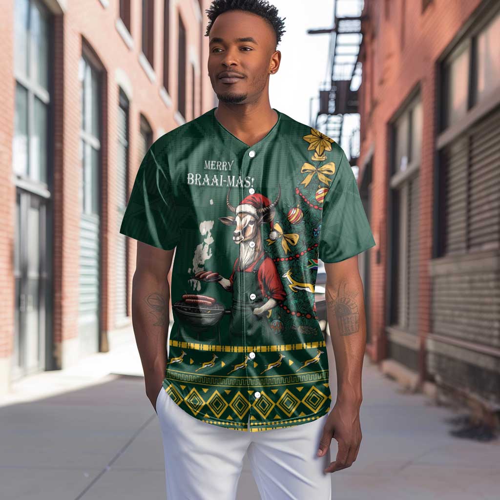 Personalised South Africa Baseball Jersey Springbok Christmas Braai LT7