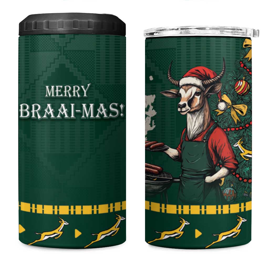 Personalised South Africa 4 in 1 Can Cooler Tumbler Springbok Christmas Braai LT7