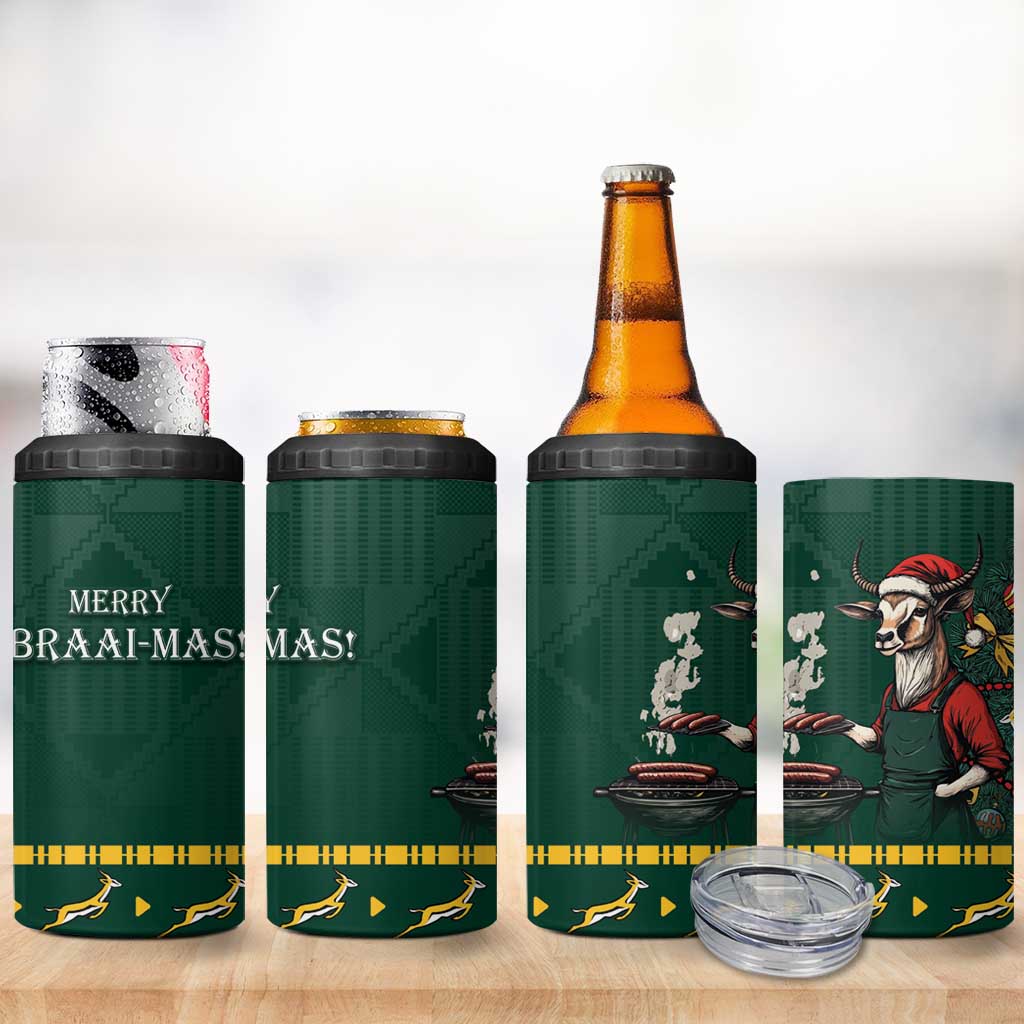 Personalised South Africa 4 in 1 Can Cooler Tumbler Springbok Christmas Braai LT7