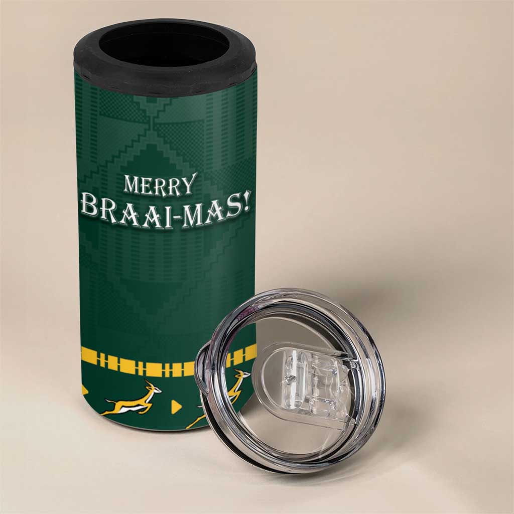 Personalised South Africa 4 in 1 Can Cooler Tumbler Springbok Christmas Braai LT7