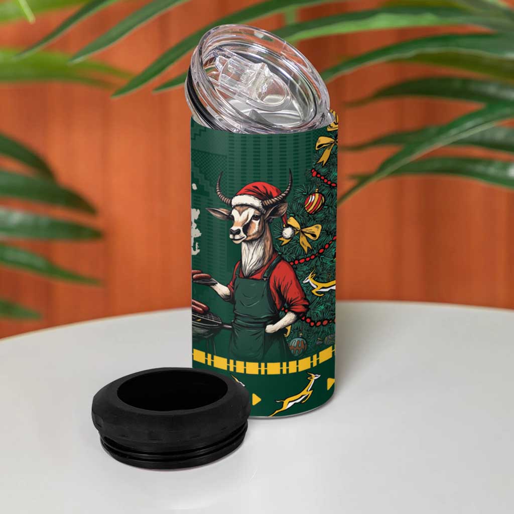 Personalised South Africa 4 in 1 Can Cooler Tumbler Springbok Christmas Braai LT7