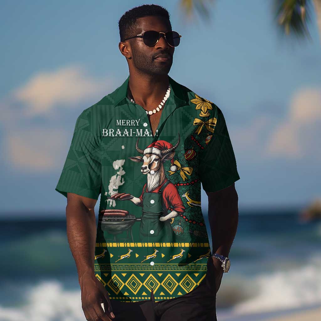 Personalised South Africa Hawaiian Shirt Springbok Christmas Braai LT7