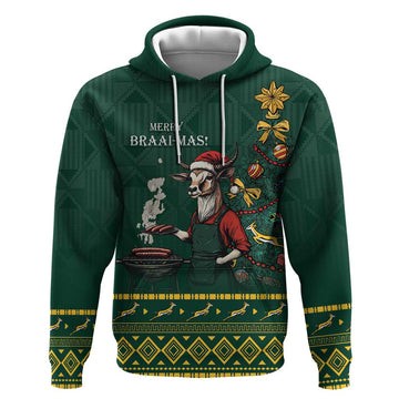 Personalised South Africa Christmas Hoodie Bokke Merry Braai-mas LT7