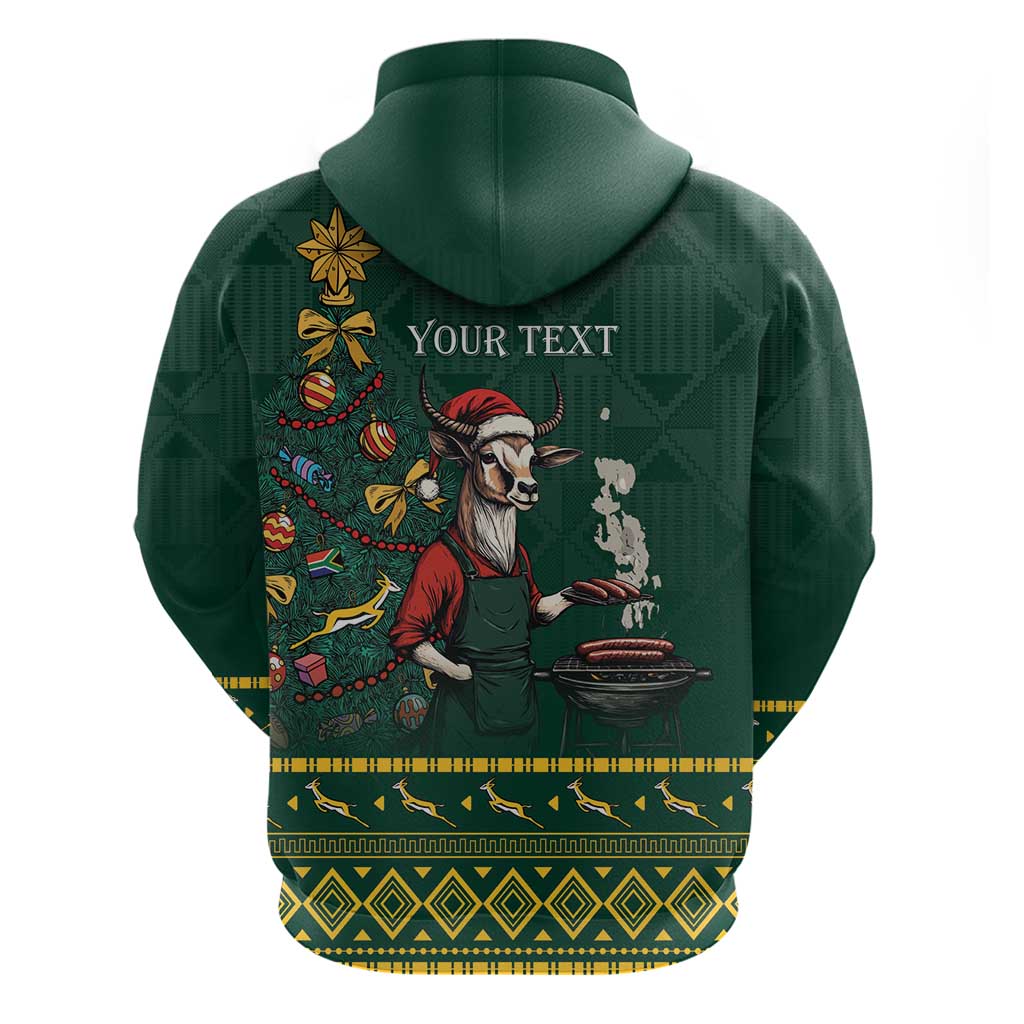 Personalised South Africa Christmas Hoodie Bokke Merry Braai-mas LT7