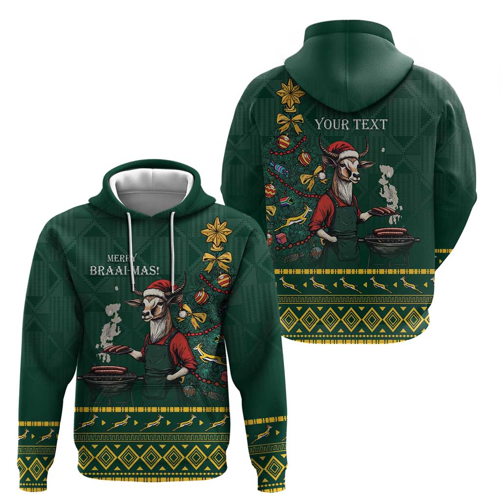 Personalised South Africa Christmas Hoodie Bokke Merry Braai-mas LT7