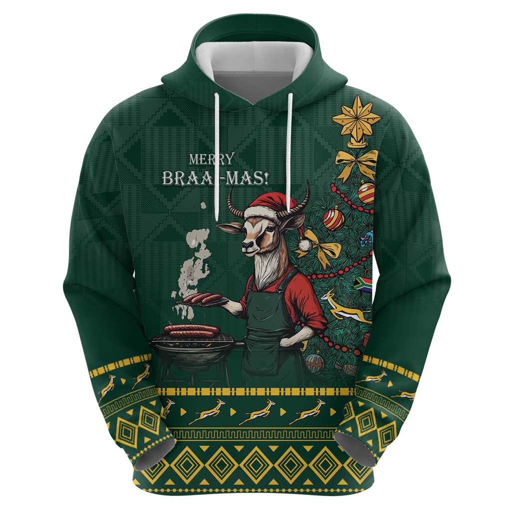 Personalised South Africa Christmas Hoodie Bokke Merry Braai-mas LT7