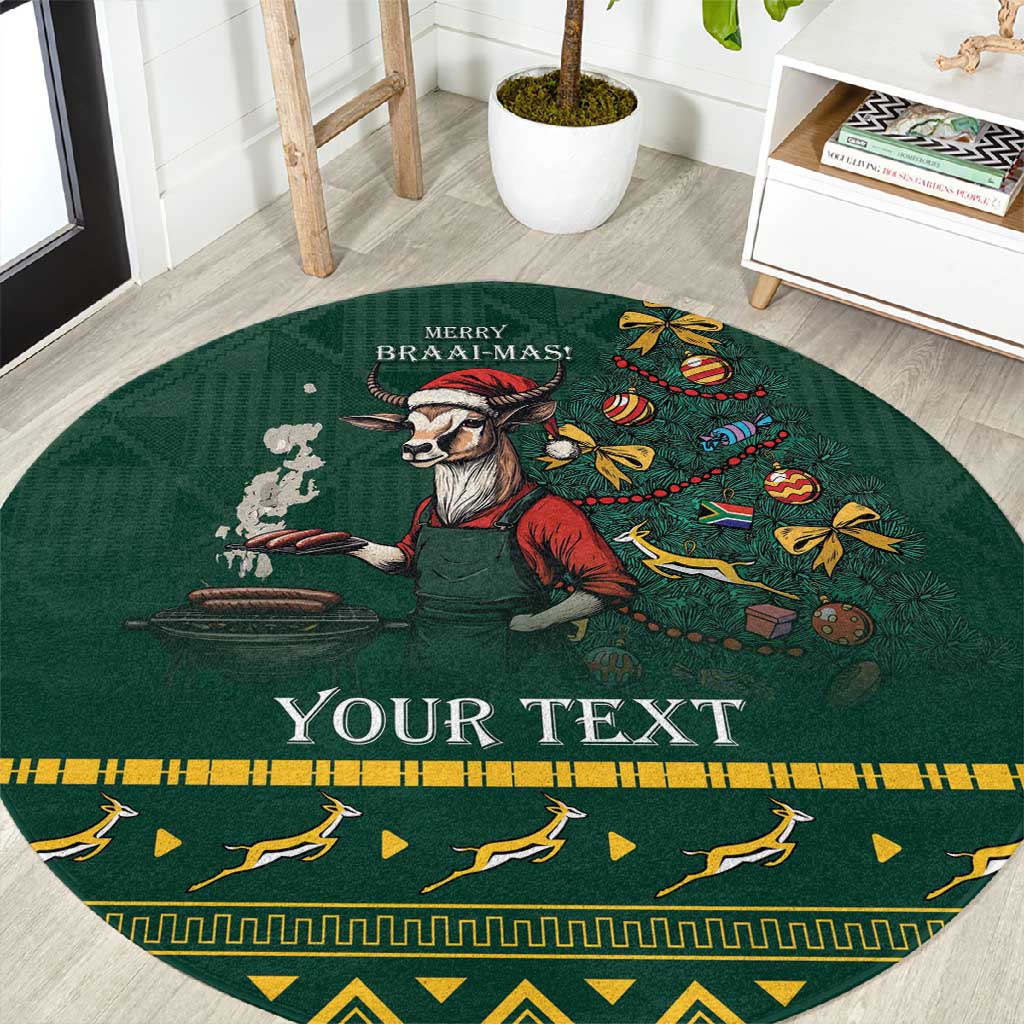 Personalised South Africa Round Carpet Springbok Christmas Braai LT7