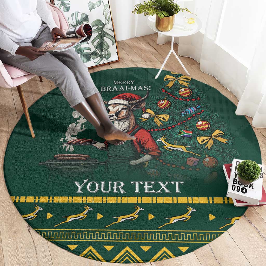 Personalised South Africa Round Carpet Springbok Christmas Braai LT7