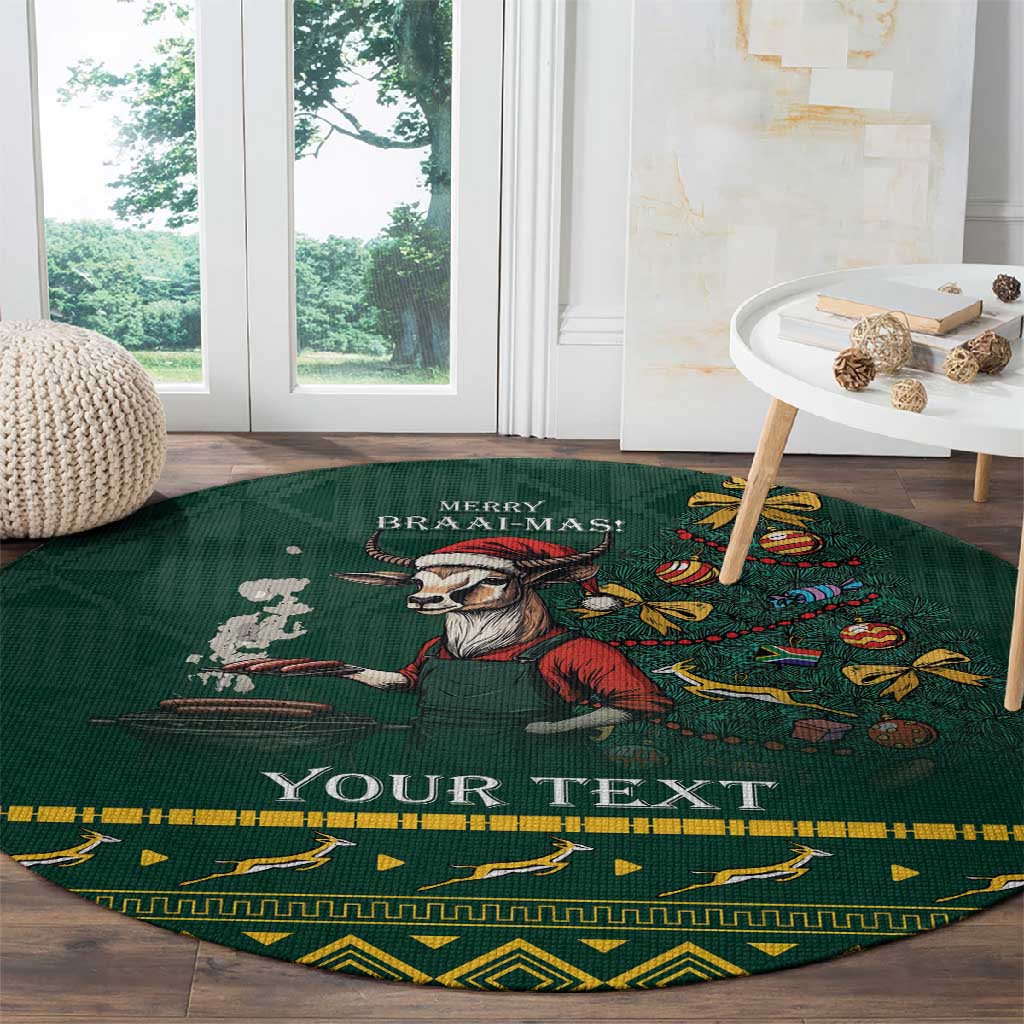Personalised South Africa Round Carpet Springbok Christmas Braai LT7